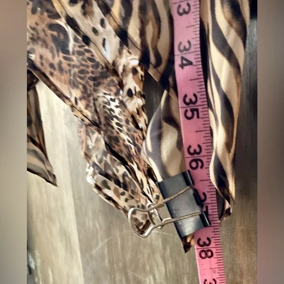 Chico's Brown and Black Animal Print Sleeveless Notched Collar Midi Dress Set - Picture 11 of 16